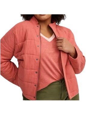 Torrid Quilted Drop Shoulder Duofold Jacket Coat Faded Rose Size 0 Large NWT